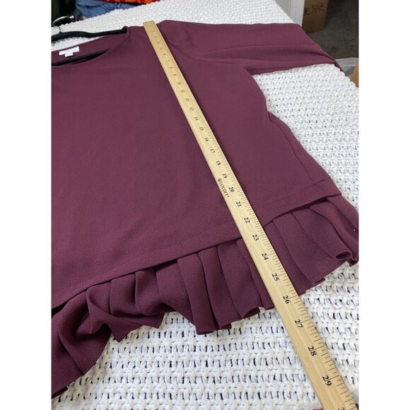 J. Jill Womens Maroon Pleated Hem Long Sleeve Top Women size Large Office Career - Picture 10 of 13
